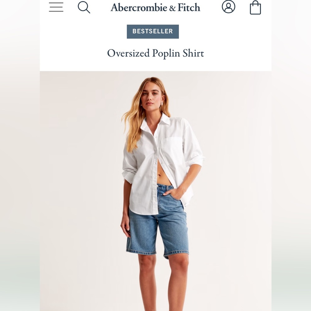 Abercrombie and Fitch White oversized poplin button up shirt